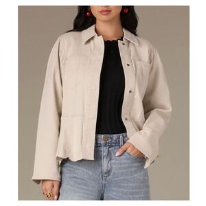 WIT & WISDOM Long Sleeve Hidden Snap Front Embroidered Scallop Hem Jacket Size L